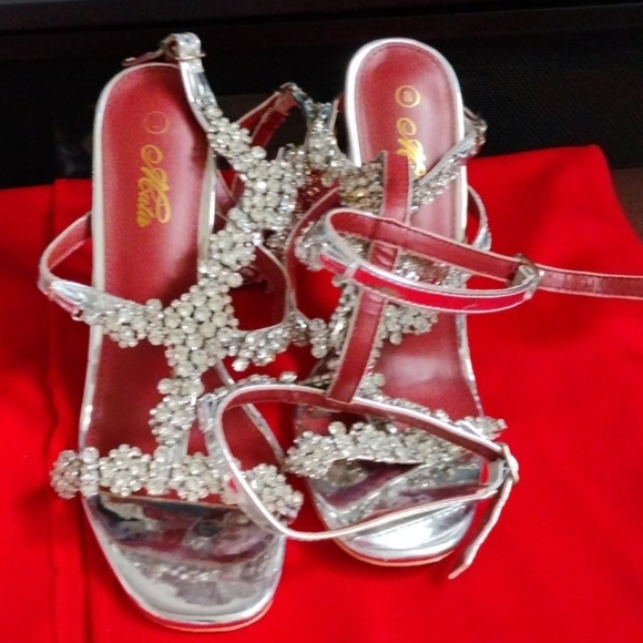 Amazon.com | Mata Shoes Women Mata Silver Lace-up Rhinestone Heels Sz-8